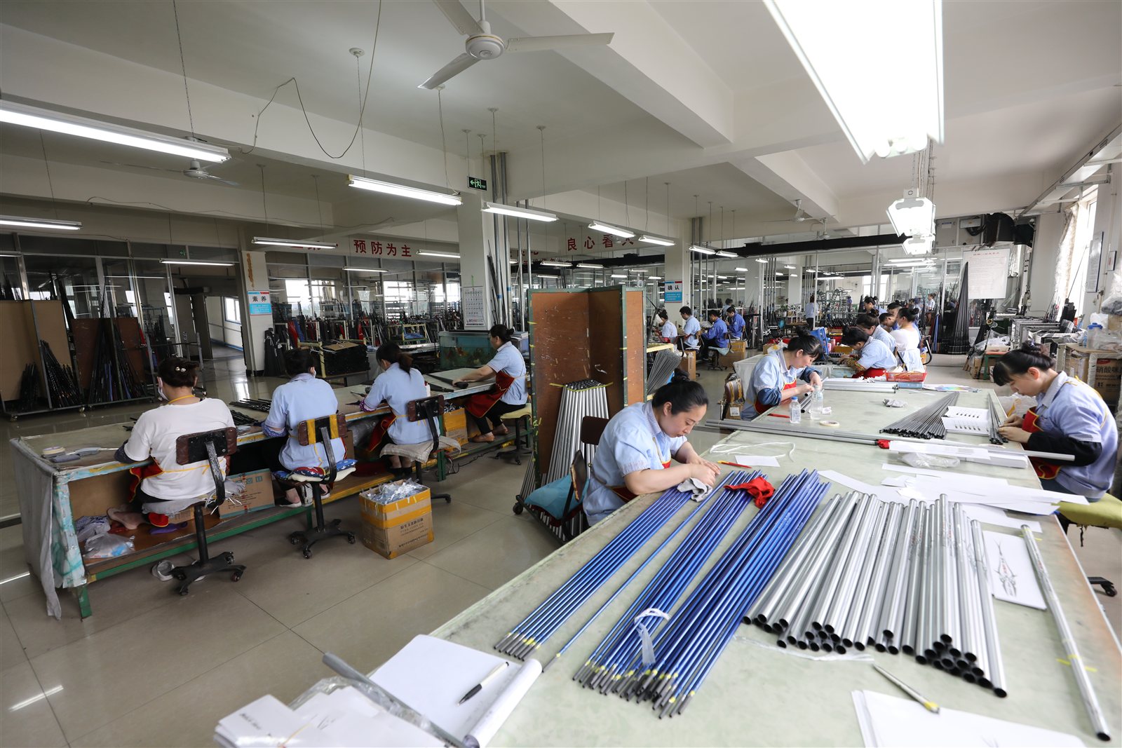 Organized fishing rod production workshop