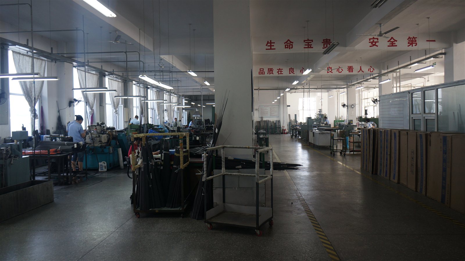 Production zones with organized material flow